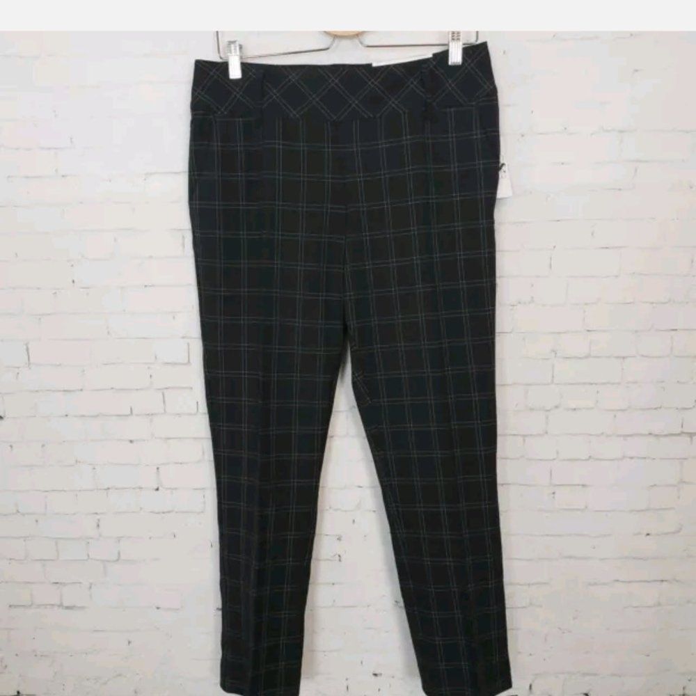 Christopher & Banks Pants 4p Black Plaid Shaped Fit Mid Rise Trouser Career New — image 2 of 8